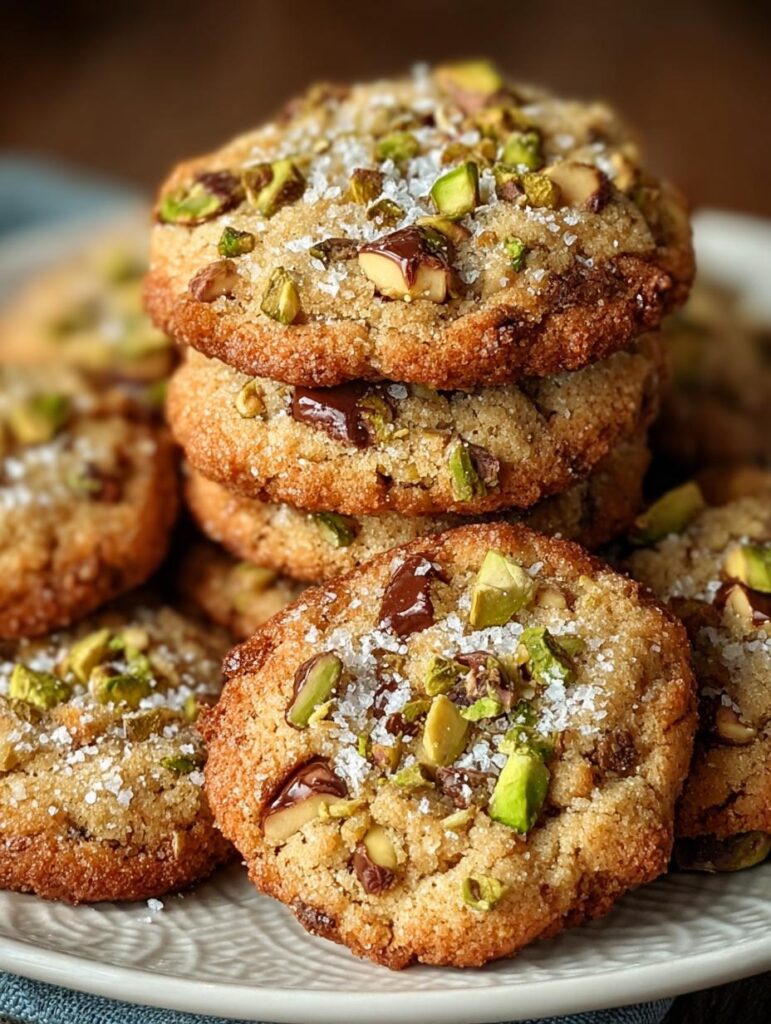 Salted Pistachio Toffee Cookies