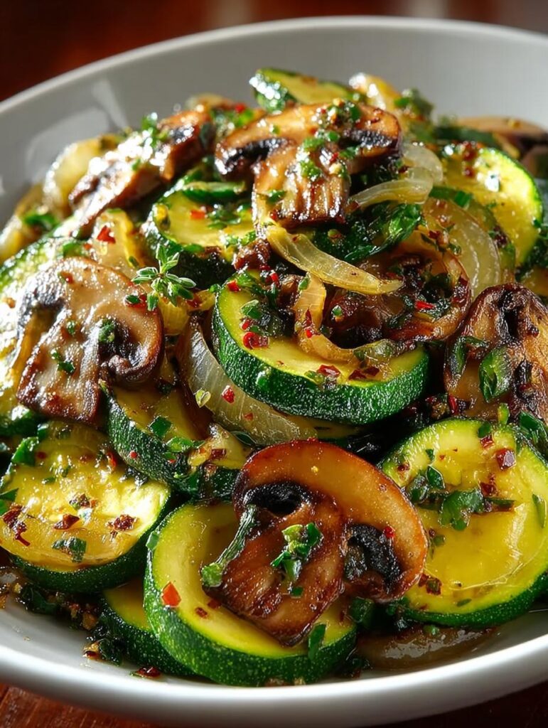 Sauteed Zucchini Mushrooms Onions