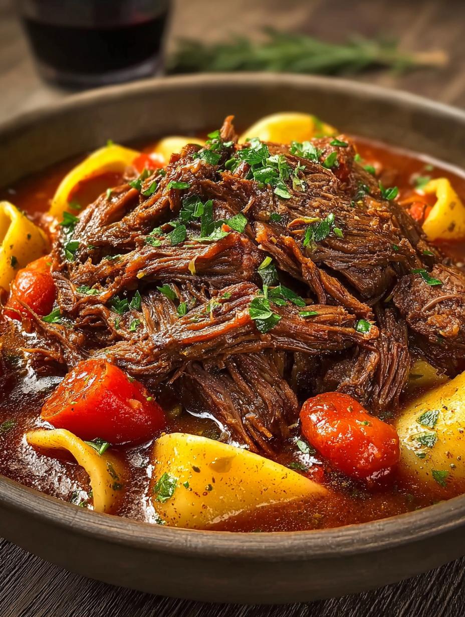 Savory Slow Cooker Short Rib Ragu with Pappardelle Pasta - Savory Slow Cooker Short - main visual representation