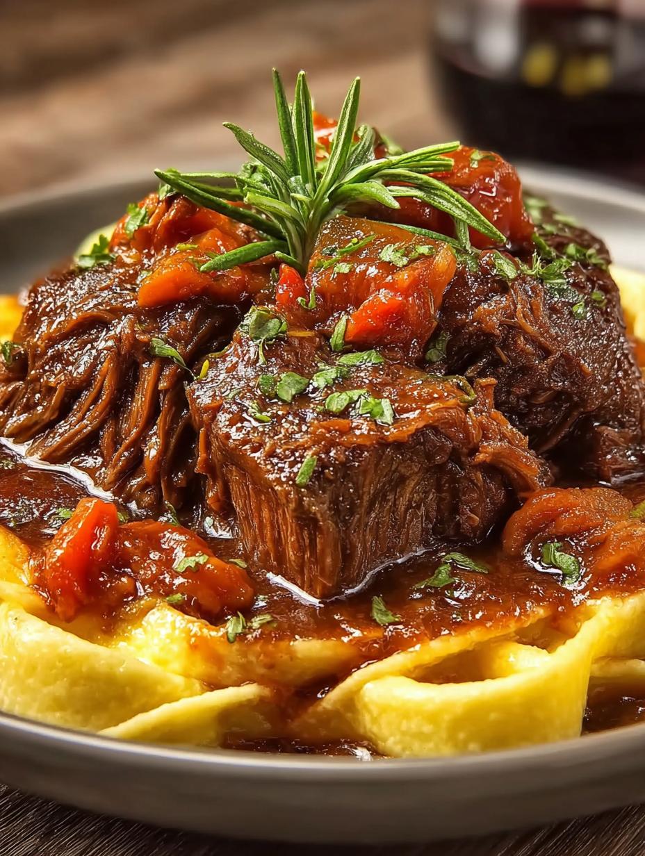 Savory Slow Cooker Short Rib Ragu with Pappardelle Pasta - Savory Slow Cooker Short - additional detail