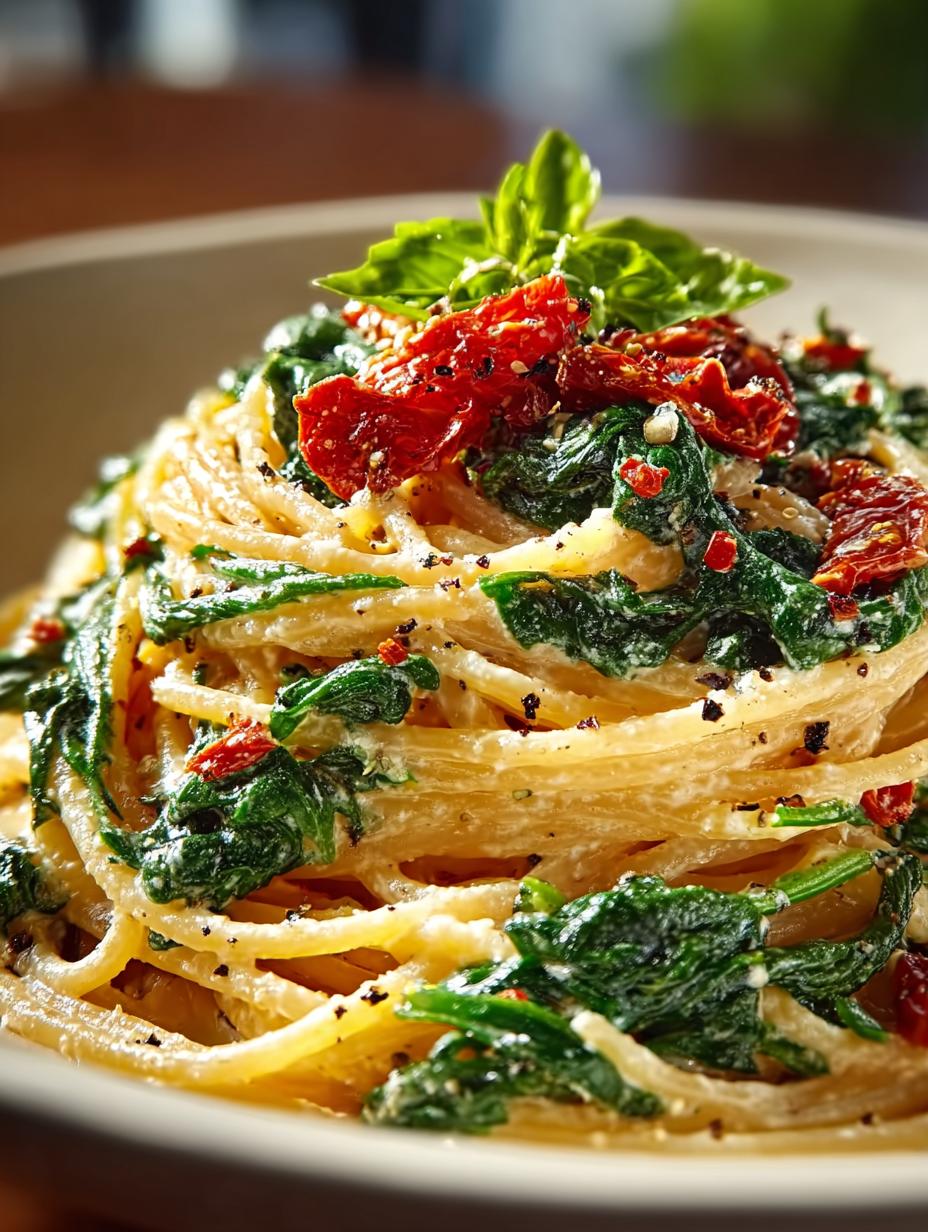 Spaghetti Spinach with Sun