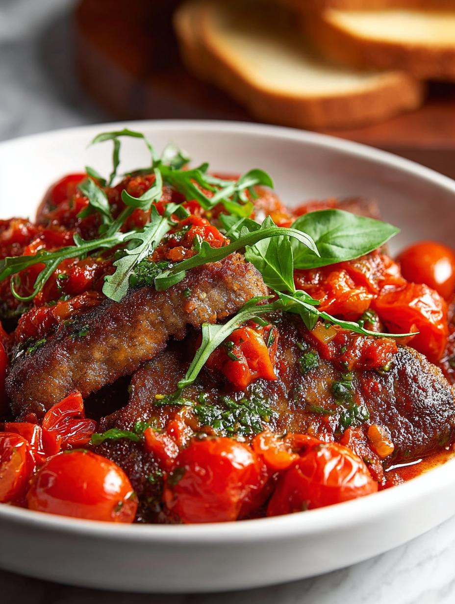 Delicious Steak Pizzaiola with Tomato for Dinner - Steak Pizzaiola with Tomato - main visual representation