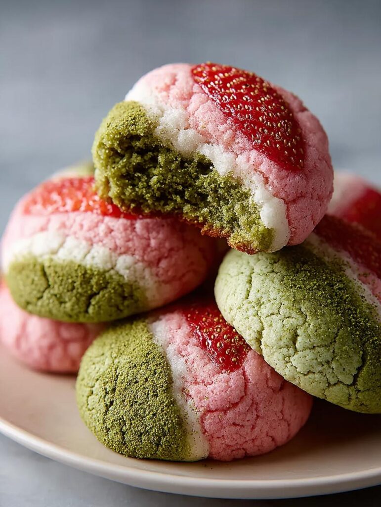 Strawberry Matcha Neapolitan Cookies