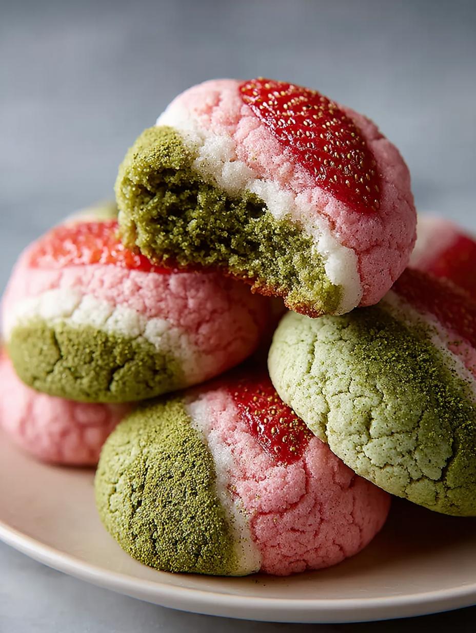 Strawberry Matcha Neapolitan Cookies