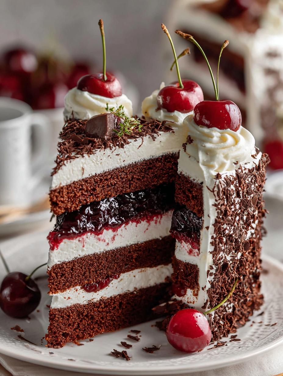Black Forest Cake with Cherries and Chocolate Delight - Black Forest Cake with - additional detail