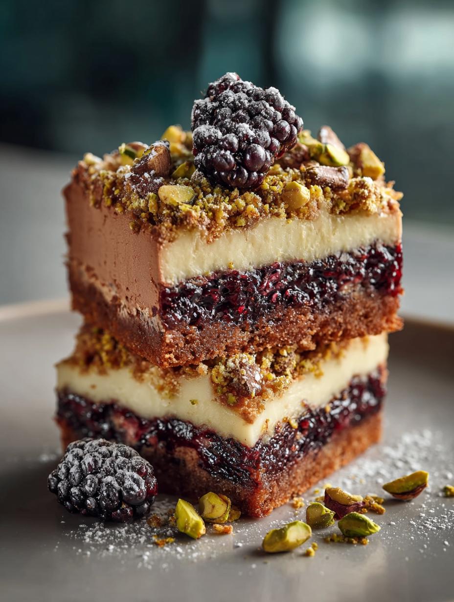 Delicious Blackberry Pistachio Dream Bars Recipe - Blackberry Pistachio Dream Bars - additional detail