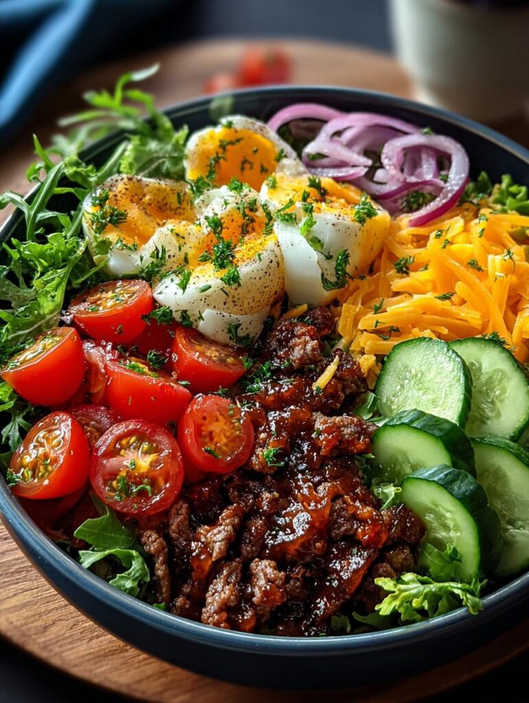Burger Bowls with Caramelized