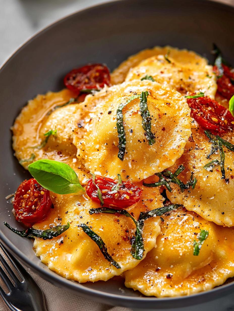 Cheese Ravioli with Sun-Dried Tomato Pesto Sauce Recipe - Cheese Ravioli with Sun - main visual representation
