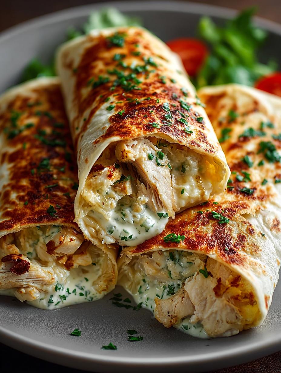Cheesy Garlic Chicken Wraps