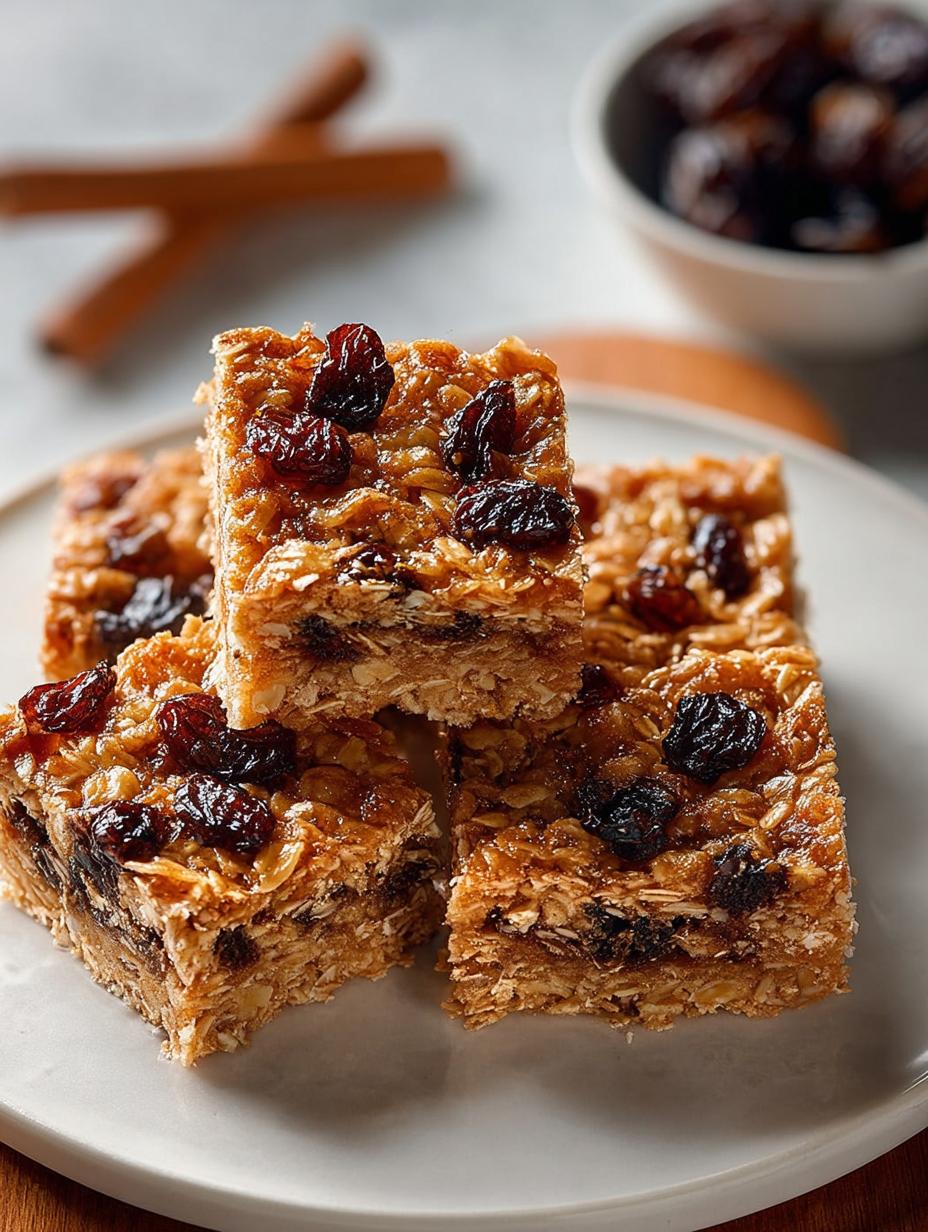 Chewy Oatmeal Raisin Bars