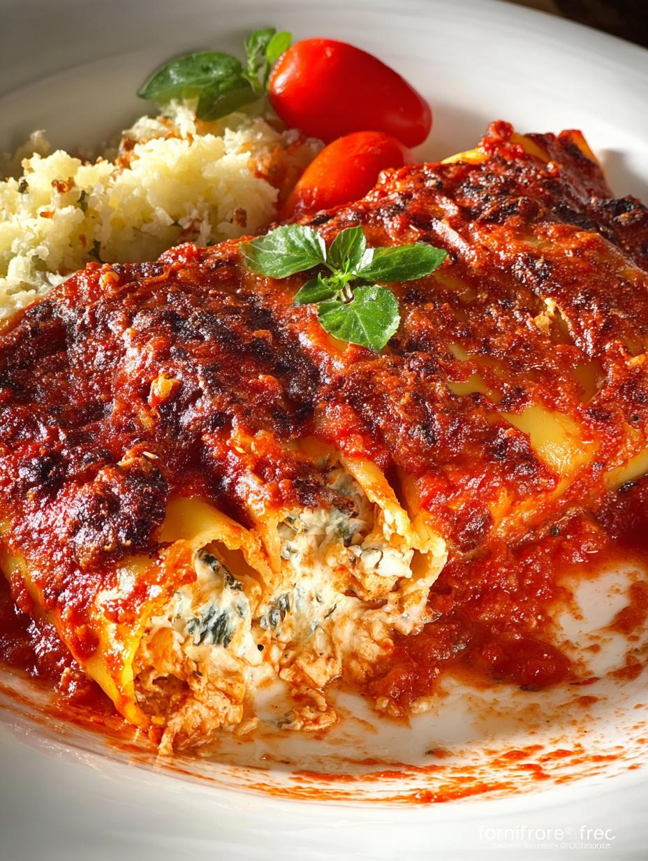 Delicious Chicken Spicy Marinara Manicotti Recipe - Chicken Spicy Marinara Manicotti - main visual representation