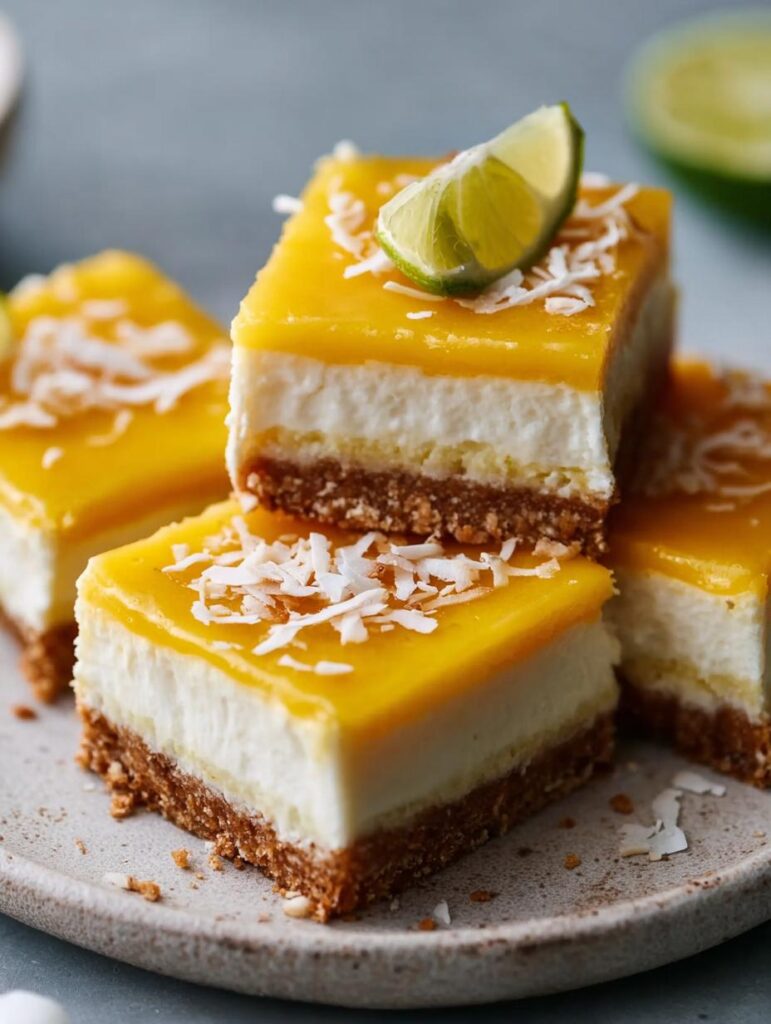 Home 8 Coconut Mango Cheesecake Bars