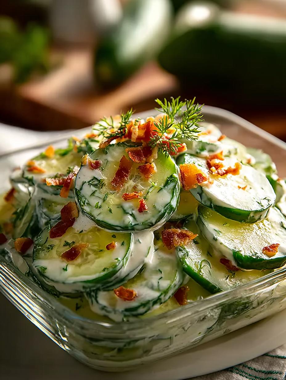 Creamy Cucumber Salad with Bacon and Cheese Delight - Creamy Cucumber Salad with - additional detail