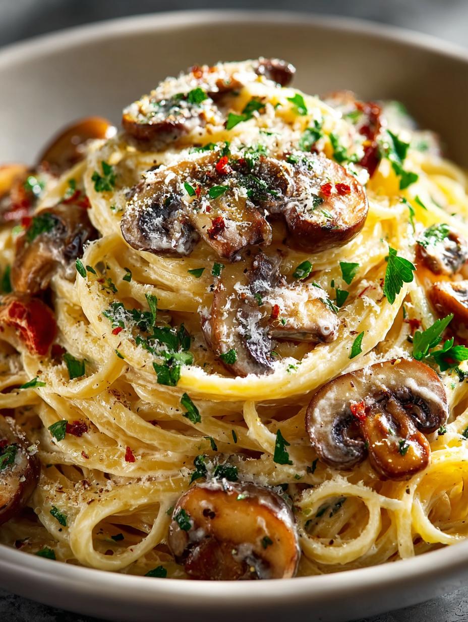 Creamy Mushroom Carbonara Vegetarian