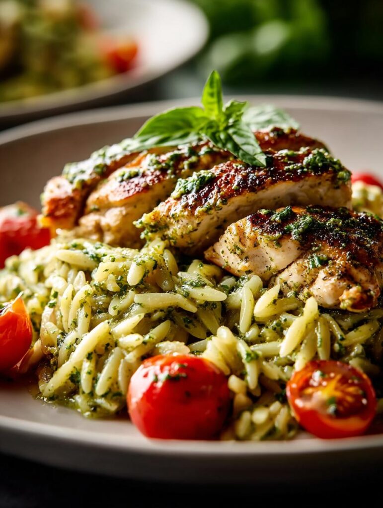 Home 8 Creamy Pesto Chicken Orzo