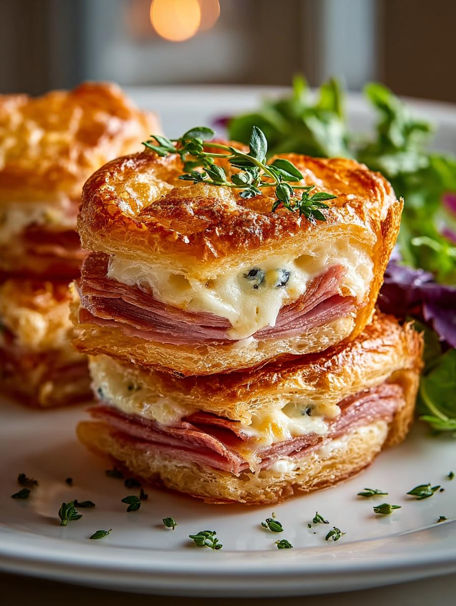 Delicious Crispy Beef Ham Cheese Puff Pastry Stacks - Crispy Beef Ham Cheese - additional detail