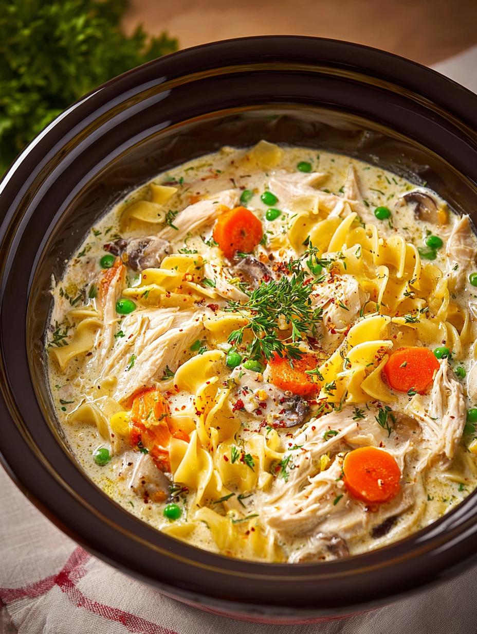 Crockpot Creamy Chicken Noodle