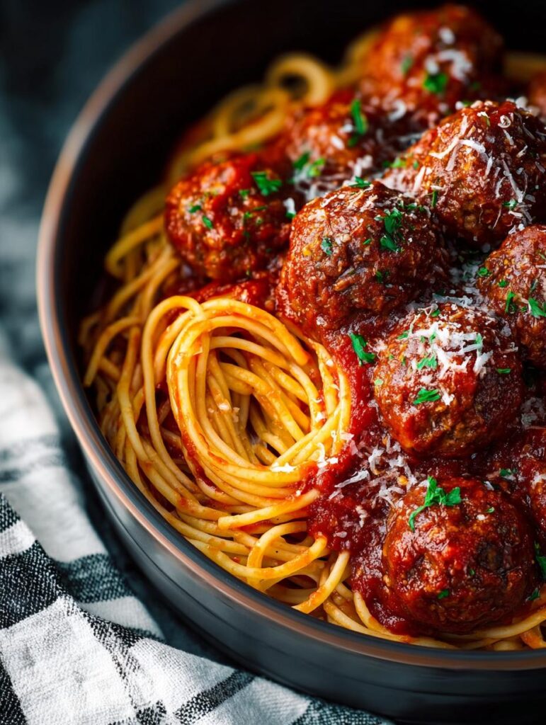 Crockpot Spaghetti Meatballs