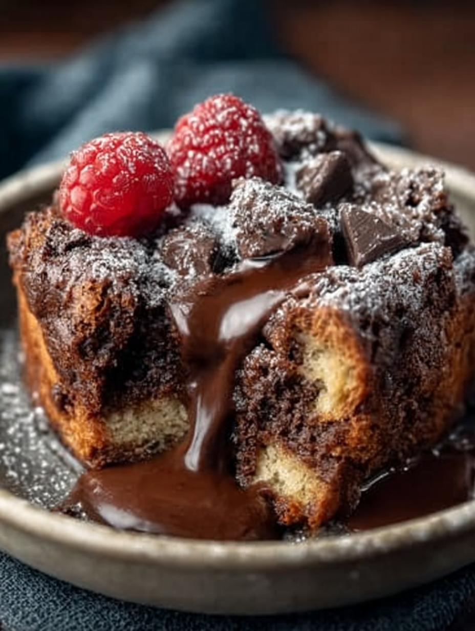 Indulge in Dark Chocolate Bread Pudding Delight - Dark Chocolate Bread Pudding - main visual representation