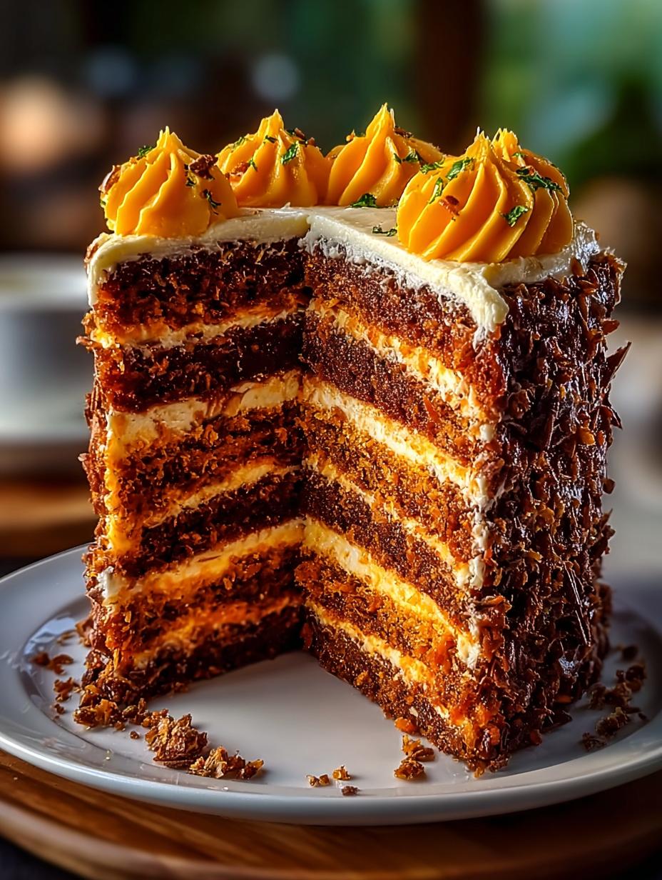 Decadent Brazilian Carrot Cake with Chocolate Bliss - Decadent Brazilian Carrot Cake - additional detail