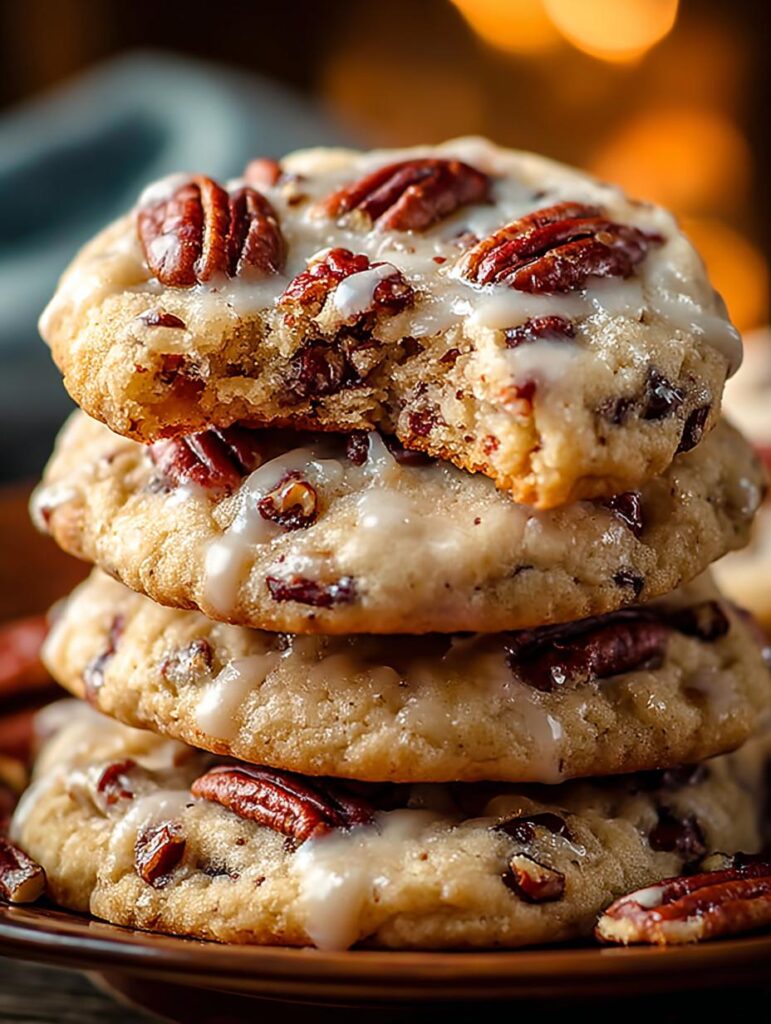 Frosted Butter Pecan Cookies