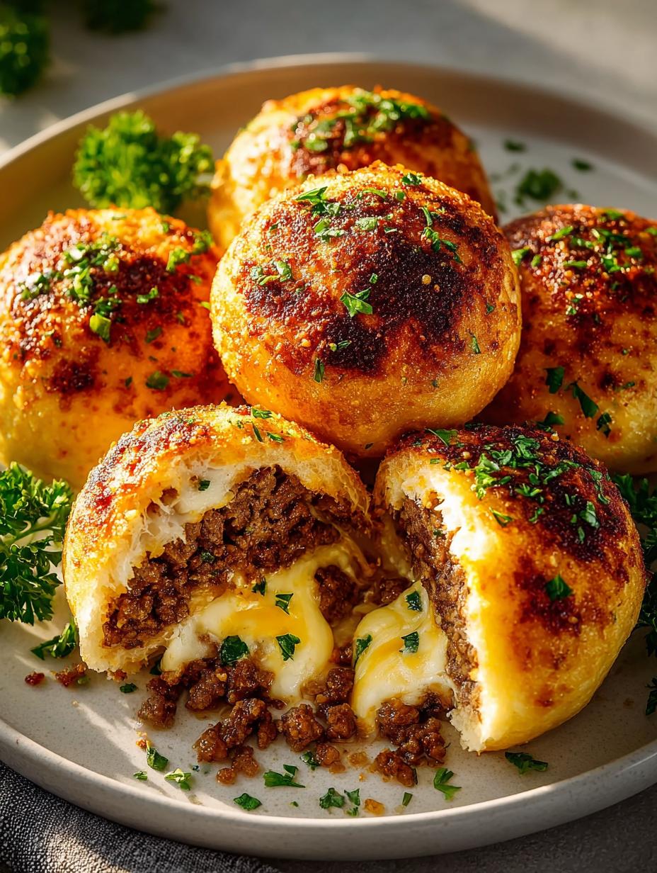Garlic Parmesan Cheeseburger Bombs