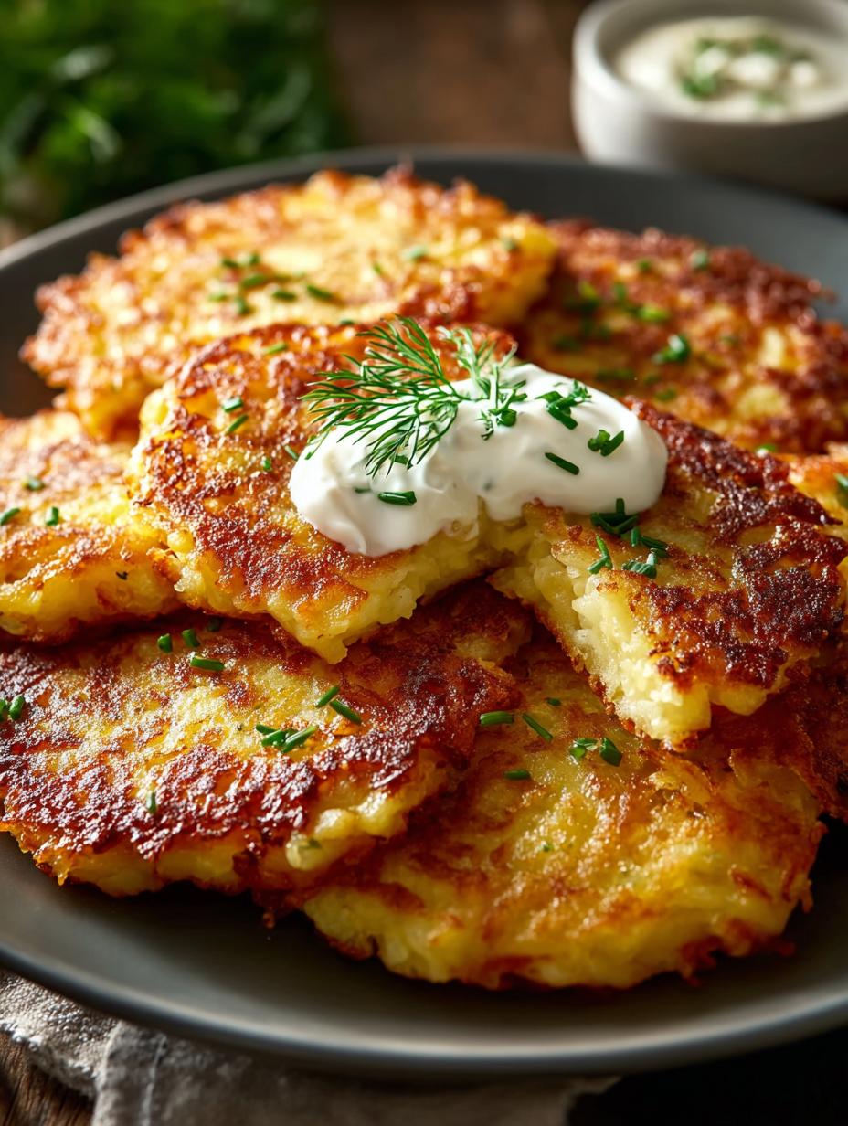 German Potato Pancakes Crispy: 7 Secrets to Perfection 5 Irresistible German Potato Pancakes Crispy served hot with sour cream