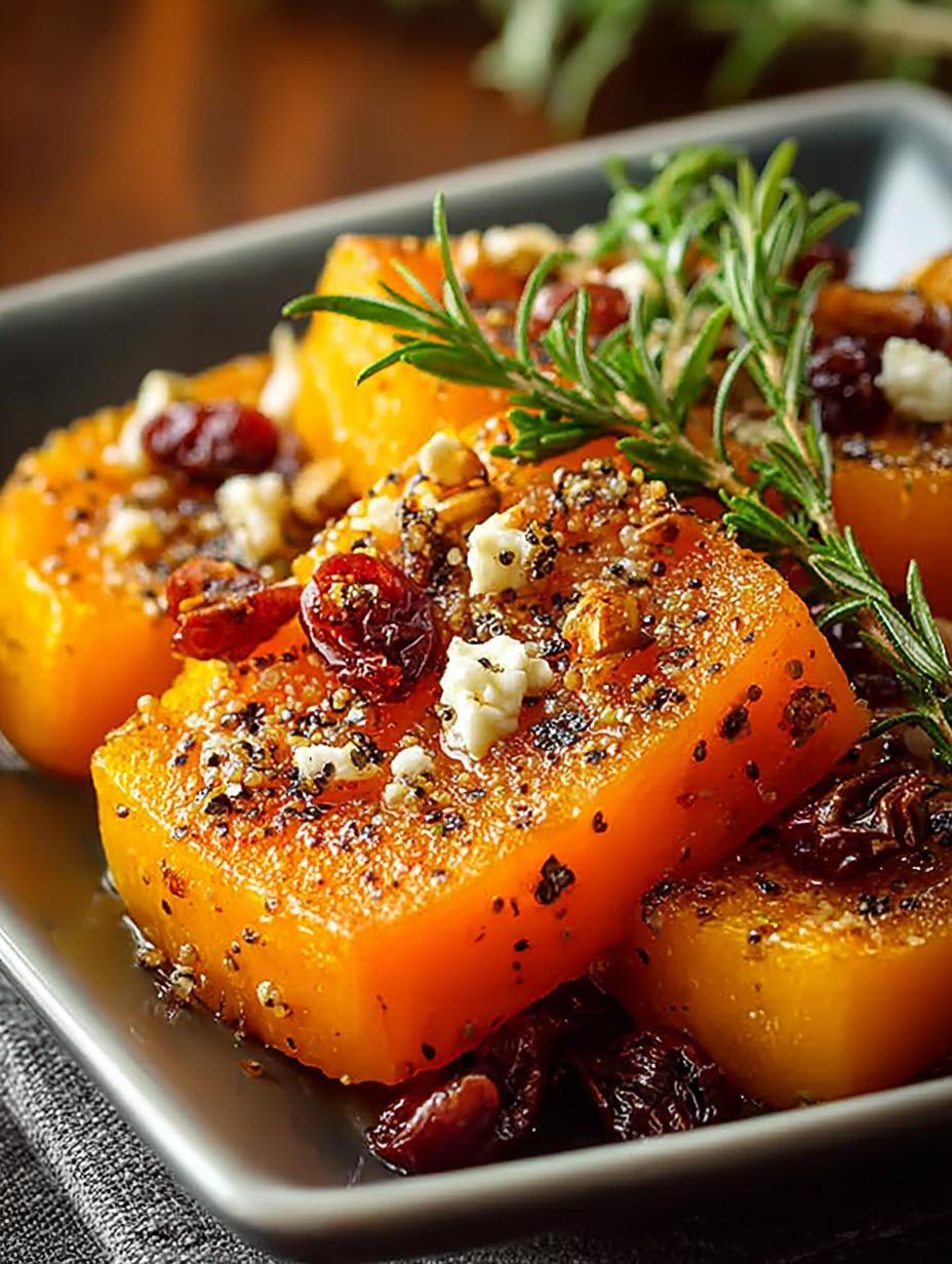 Honey Roasted Butternut Squash with Cranberries and Feta - Honey Roasted Butternut Squash - additional detail