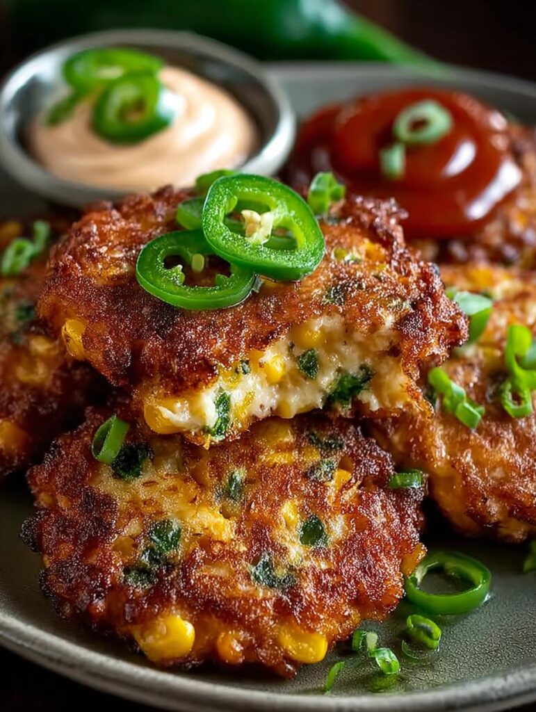 Jalapeno Corn Fritters Sriracha