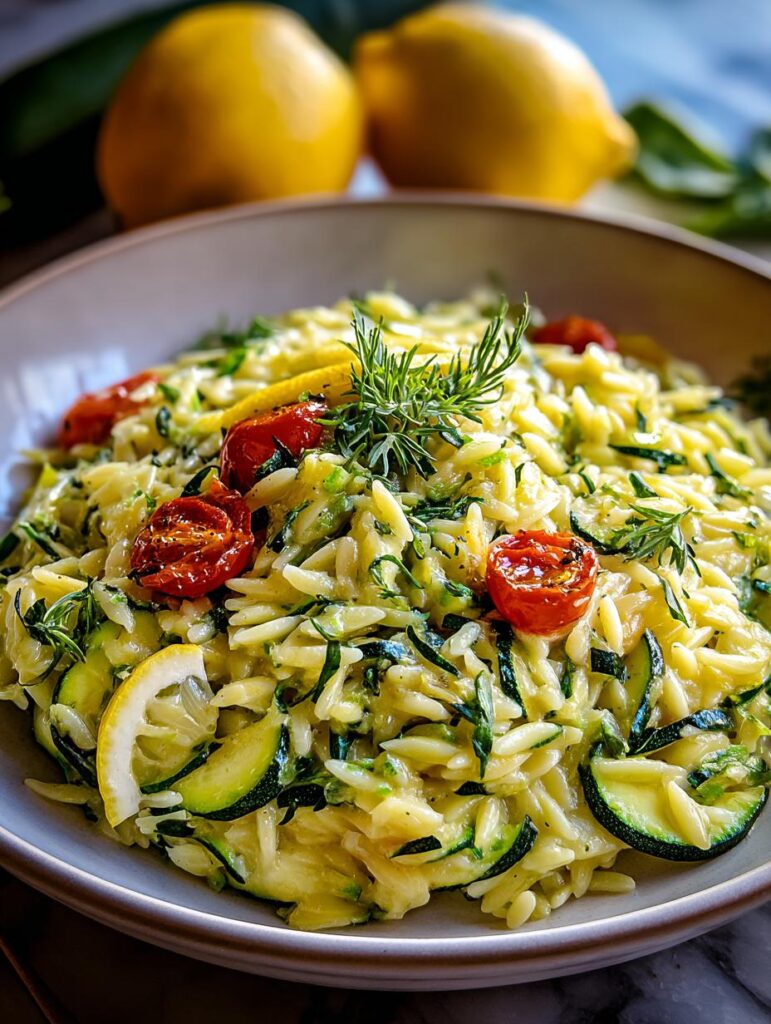 Lemon Orzo with Zucchini