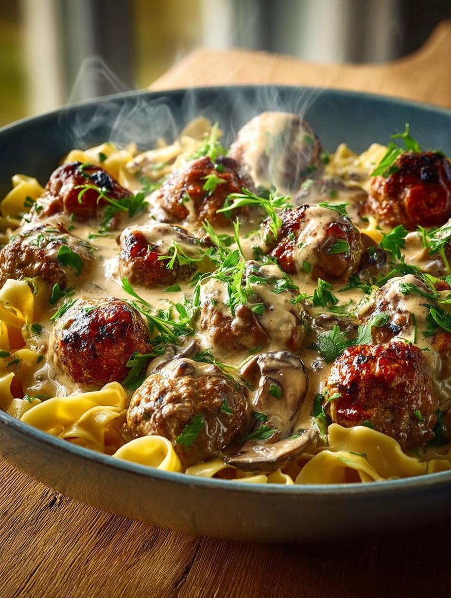 Delicious Meatball Stroganoff: A Cozy Dinner Idea - Meatball Stroganoff - additional detail