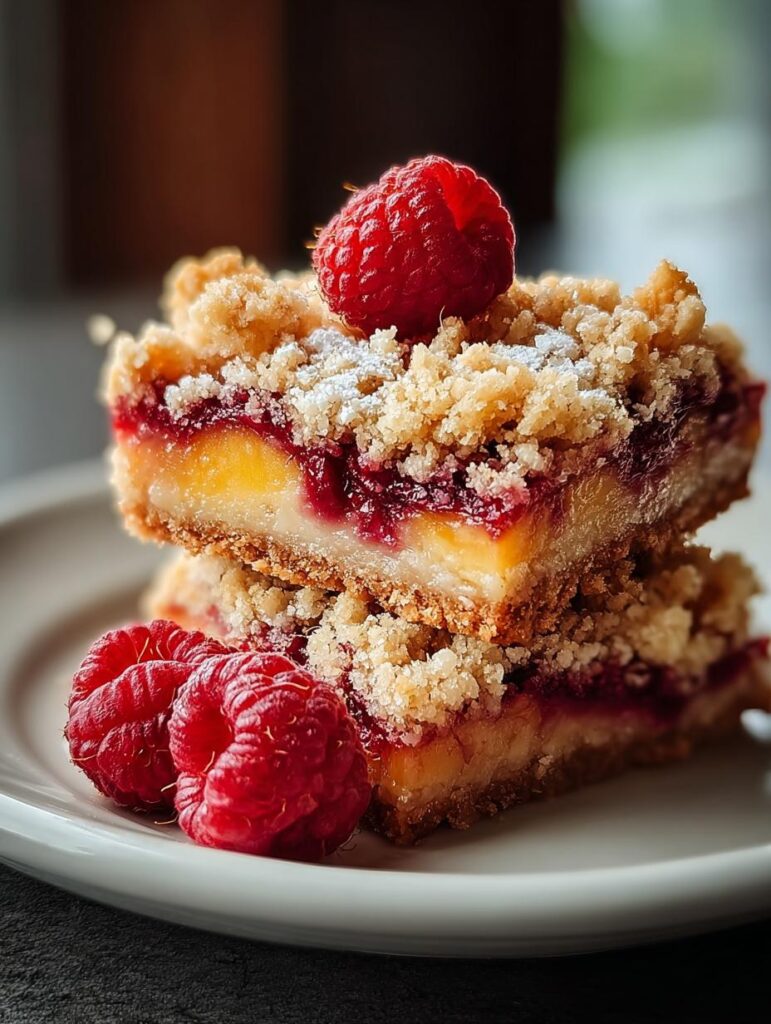Peach Raspberry Crumble Bars