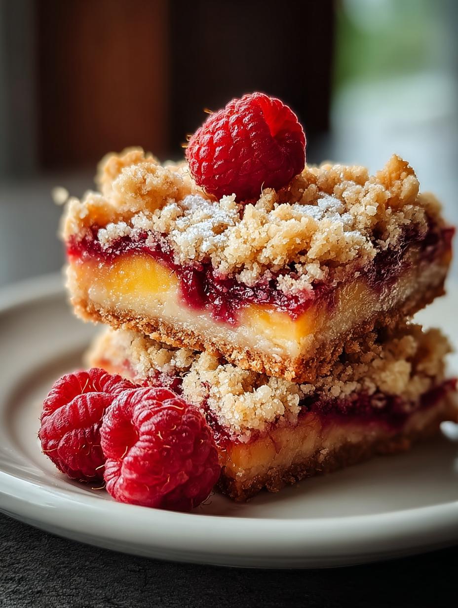 Peach Raspberry Crumble Bars