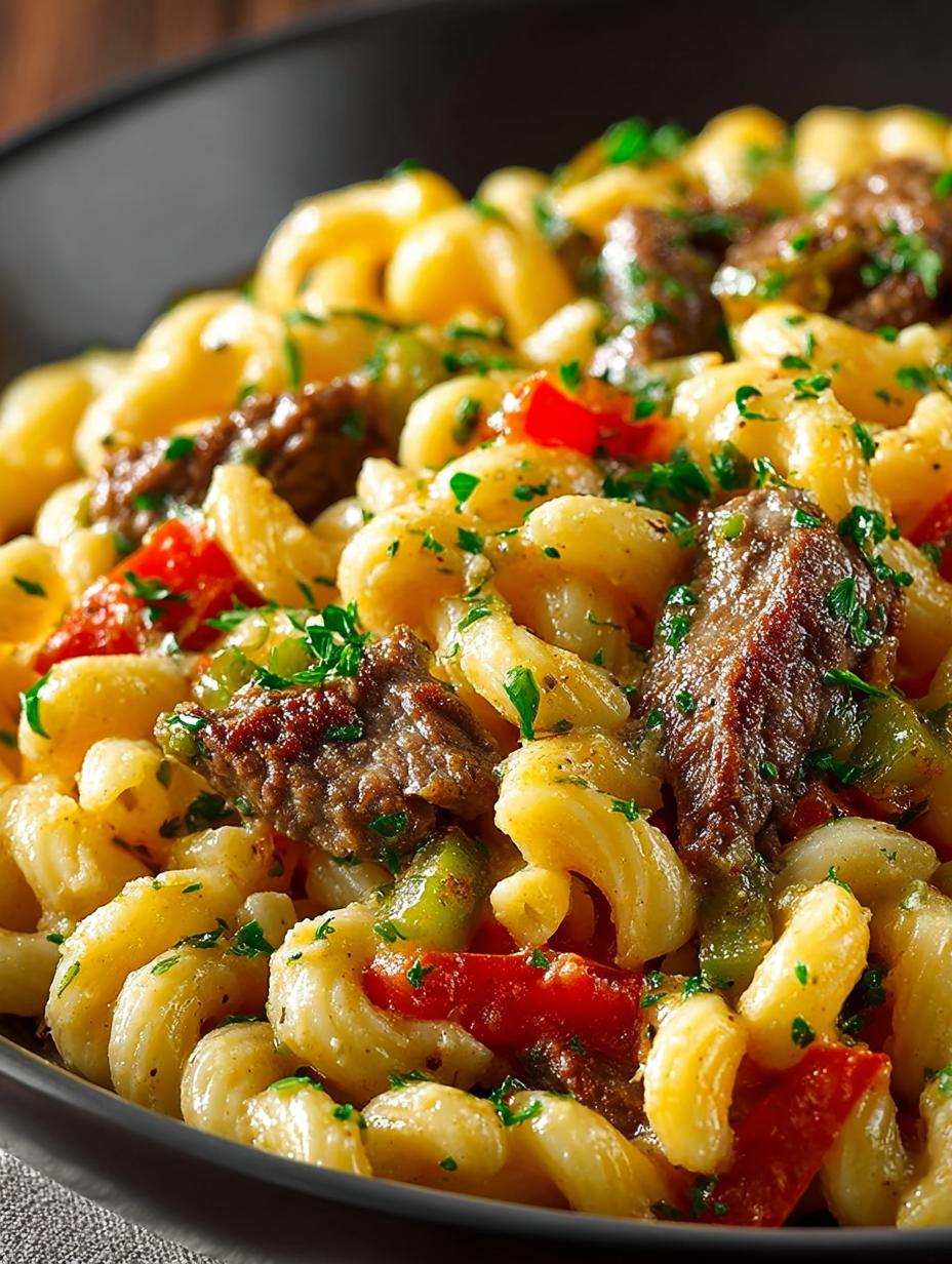 Delicious Philly Cheesesteak Pasta for Easy Dinners - Philly Cheesesteak Pasta - additional detail