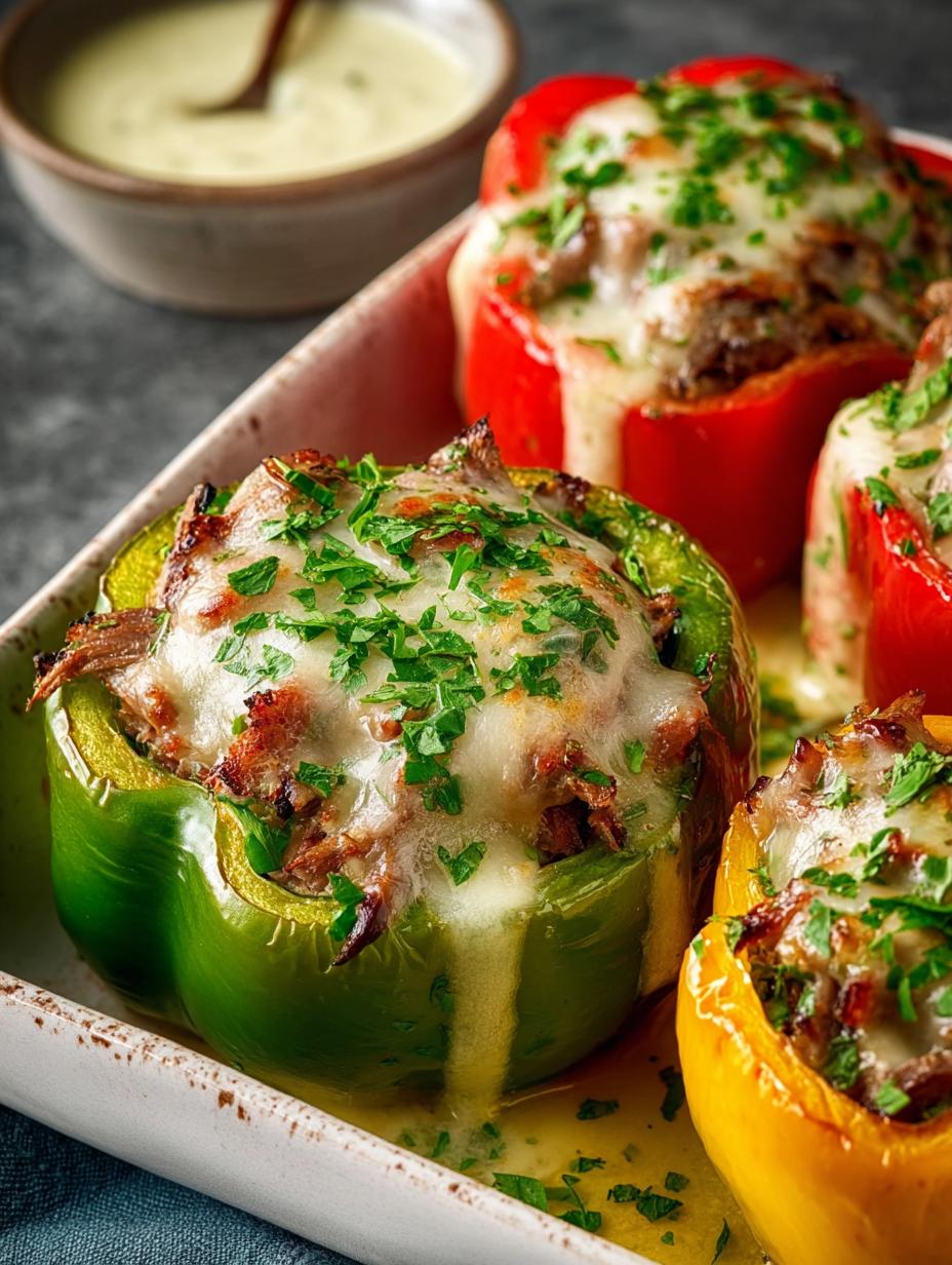 Best Philly Cheesesteak Stuffed Peppers Recipe - Philly Cheesesteak Stuffed Peppers - main visual representation