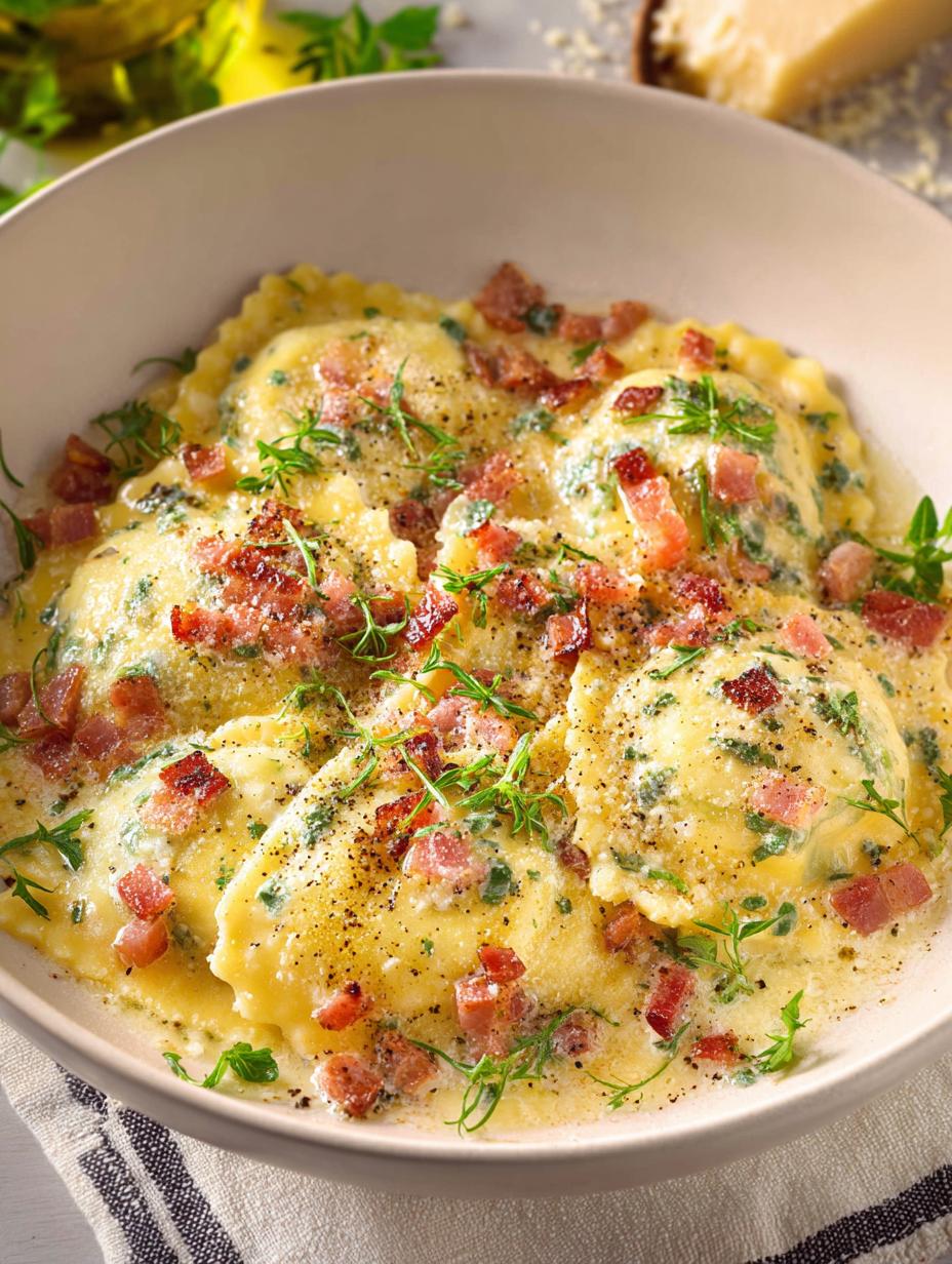 Indulgent Ravioli Carbonara: A Cozy Comfort Dish - Ravioli Carbonara - main visual representation