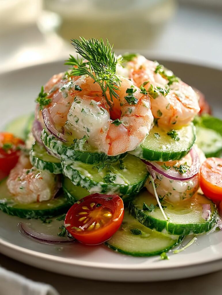 Refreshing Creamy Cucumber Shrimp