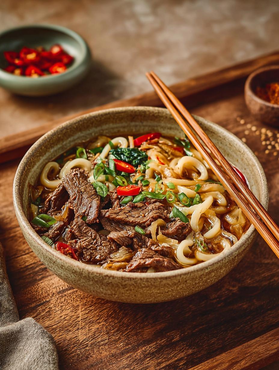 15-Minute Saucy Beef Udon Noodles for Quick Comfort - Saucy Beef Udon Noodles - main visual representation