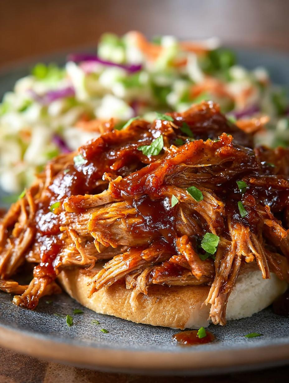 Slow Cooker BBQ Pulled served with coleslaw and toppings