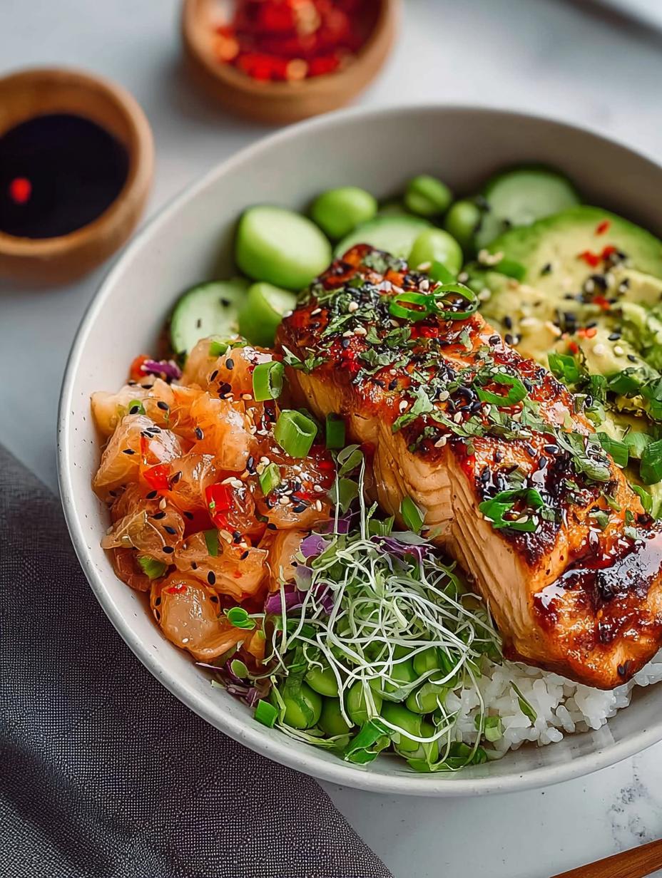 Irresistible Spicy Salmon Bowls with Coconut Rice for a Flavorful Dinner - main visual representation