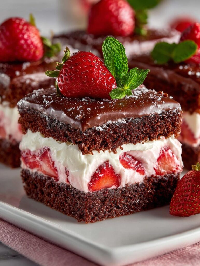 Strawberry Brownie Layer Cake