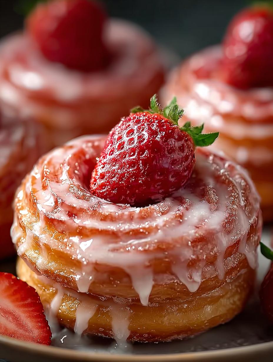 Strawberry Glazed French Crullers