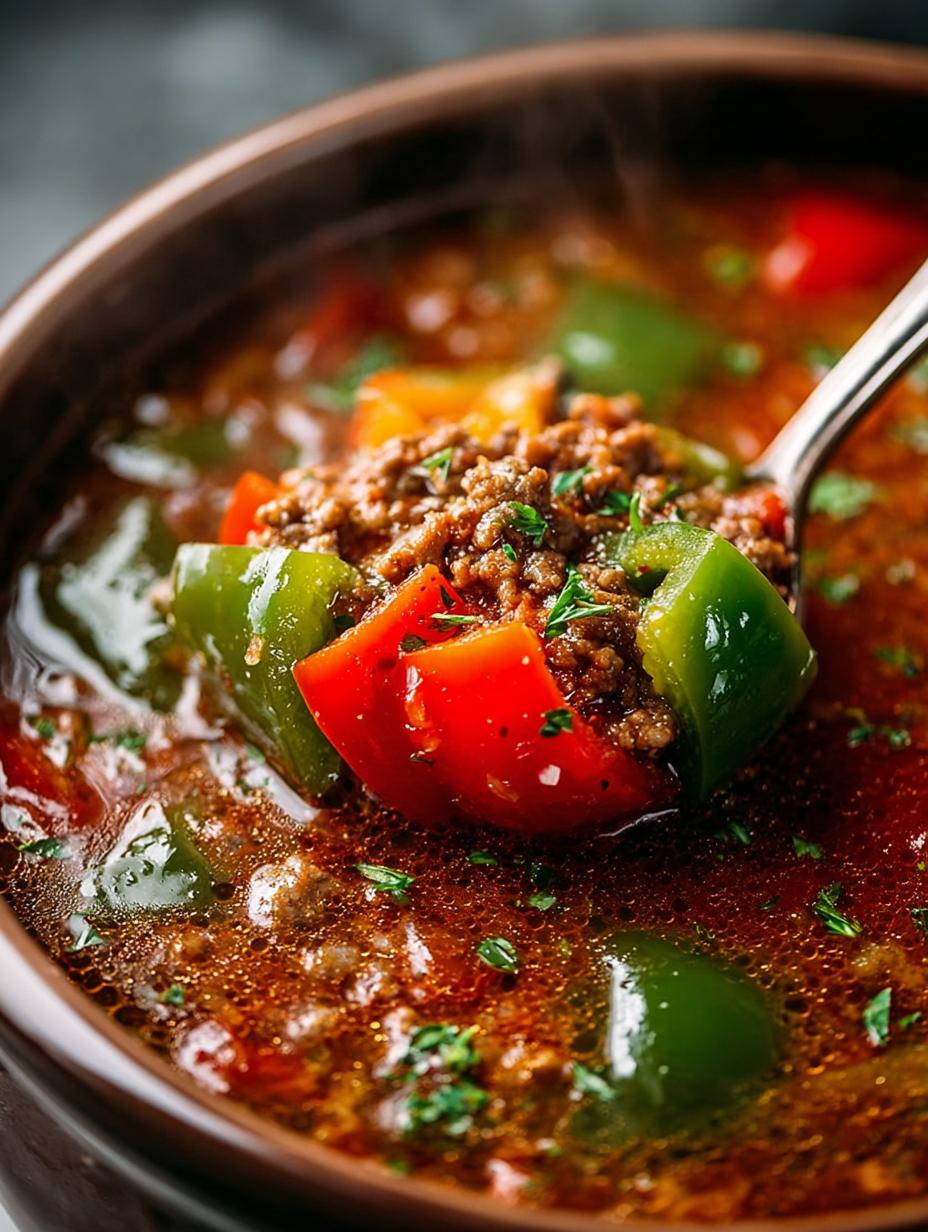 Stuffed Pepper Soup with Ground Beef and Sausage Delight - Stuffed Pepper Soup with - main visual representation