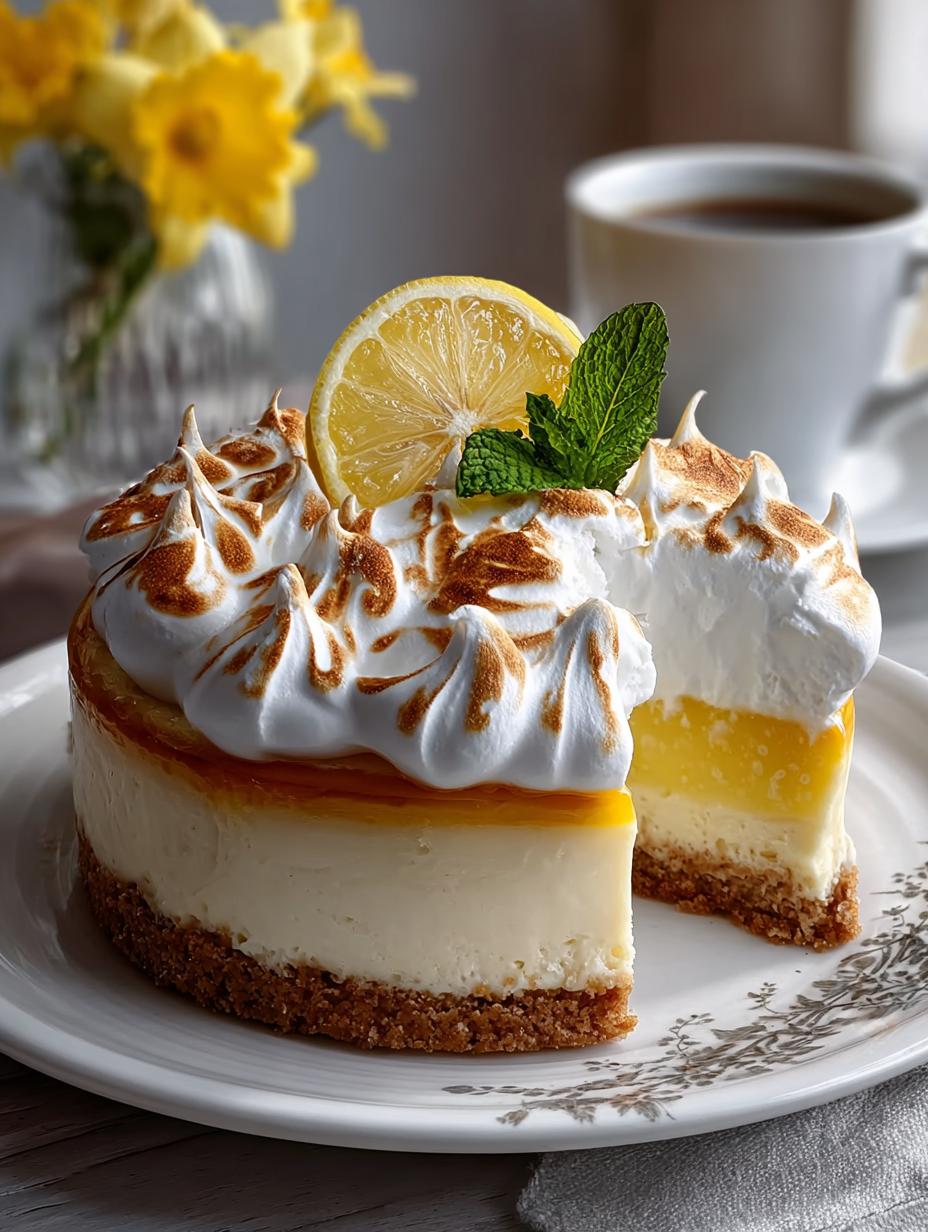 Triple Lemon Meringue Cheesecake: 3 Layers of Zest - Triple Lemon Meringue Cheesecake - main visual representation