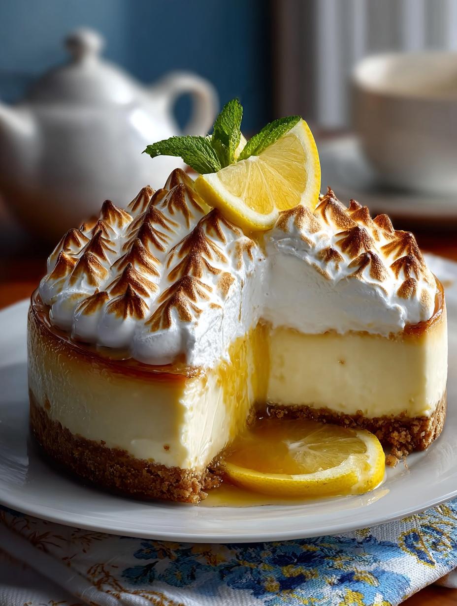 Triple Lemon Meringue Cheesecake