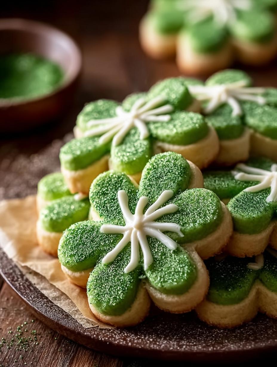 Delicious Vanilla Bean Shamrock Cookies for St. Patrick's Day - Vanilla Bean Shamrock Cookies - additional detail
