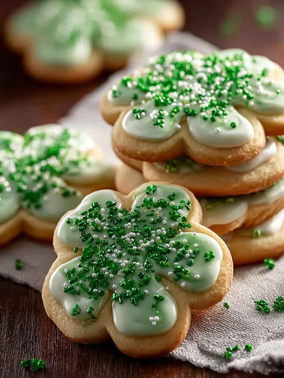 Vanilla Bean Shamrock Cookies