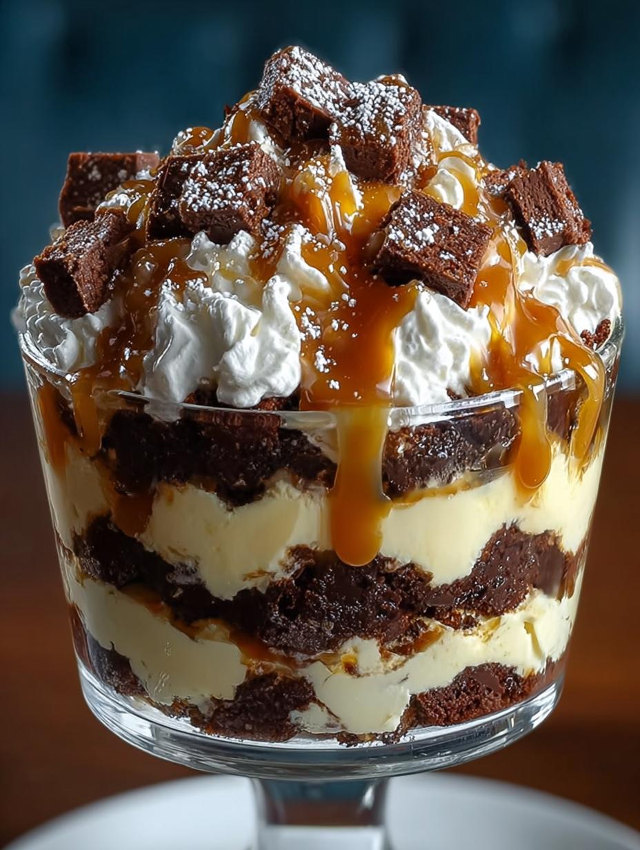 Caramel Cheesecake Brownie Trifle: 5 Layers of Bliss 5 Caramel Cheesecake Brownie Trifle: 5 Layers of Bliss - Caramel Cheesecake Brownie Trifle - main visual representation
