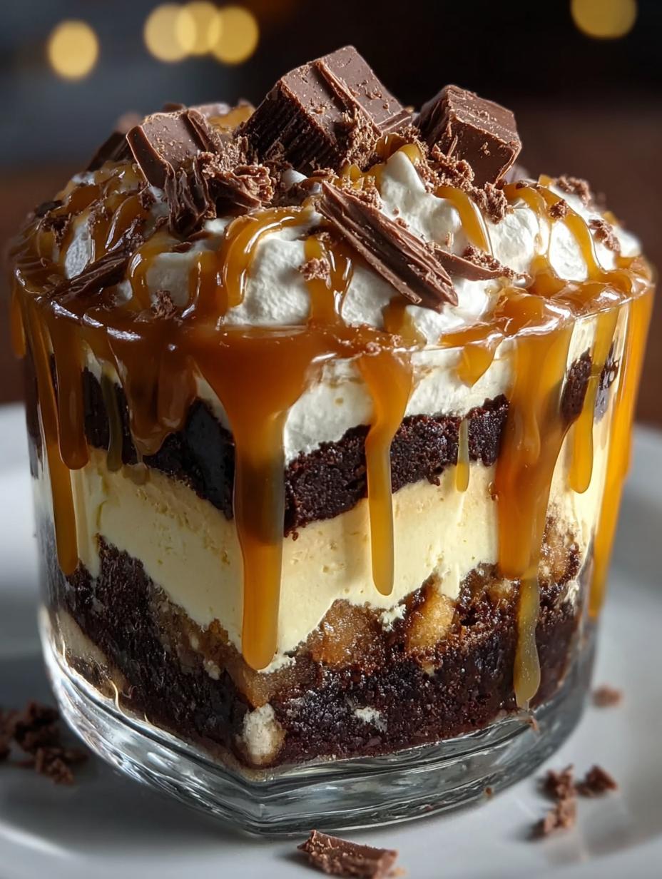 Caramel Cheesecake Brownie Trifle: 5 Layers of Bliss 6 Caramel Cheesecake Brownie Trifle: 5 Layers of Bliss - Caramel Cheesecake Brownie Trifle - additional detail
