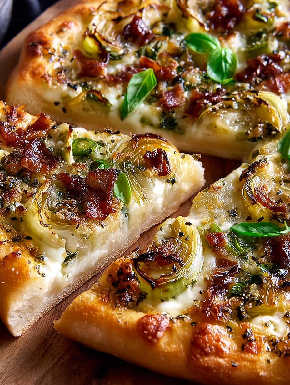 Caramelized Leek Pizza with Spicy Honey Delight - Caramelized Leek Pizza with - additional detail
